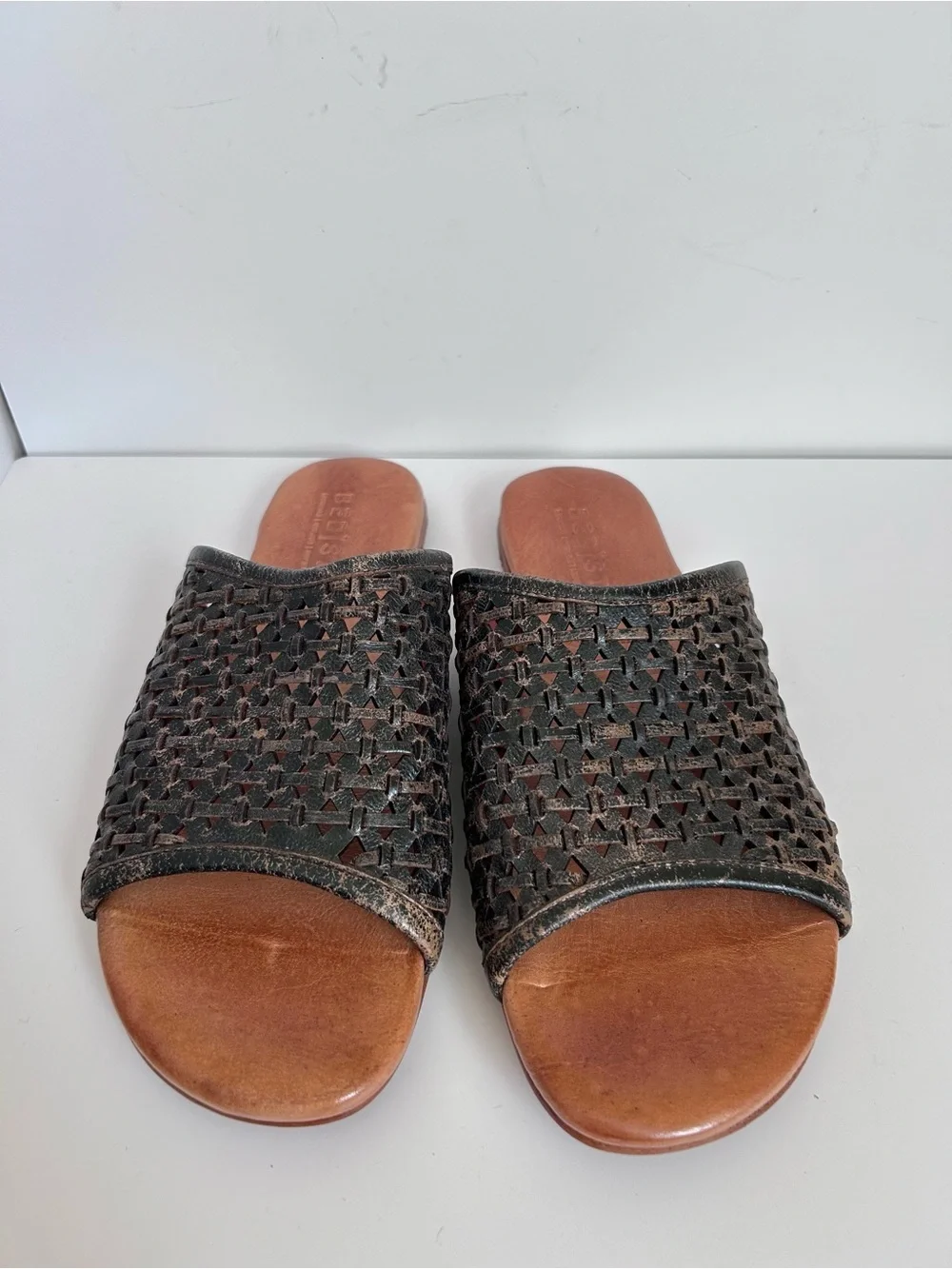 Bed Stu Hand Woven Leather Slide Sandal